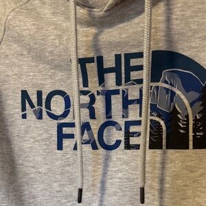 The North Face Gray Sweatshirt with Blue Logo